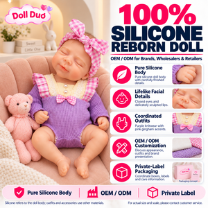 Doll Duo Custom 18 inch Full Body Silicone Reborn <b>Baby</b> Doll Purple Knit Pink Plaid Scarf Personalized <b>Christmas</b> Gift for Kids - Product Image 1