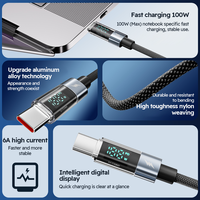 Cable de Carga Rápida Tipo C de 100 Vatios, Cable USB-C a USB-C de 100 W PD, Cable de Datos Trenzado con Cobre OFC de 20 AWG y E-Marker de Fábrica