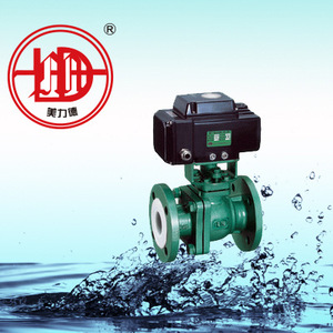 Válvula de bola eléctrica con brida y revestimiento de flúor Q941F46 de 1 pulgada para uso en líquidos químicos a alta temperatura, con bola de hierro fundido - Product Image 5