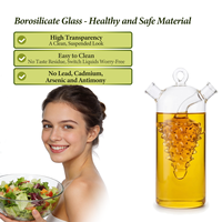 Bouteille en verre à double bec verseur pour huile et vinaigre 340 ml (11,5 oz) avec bouchon en liège, distributeur de condiments deux-en-un en borosilicate, sans métal, sans plastique
