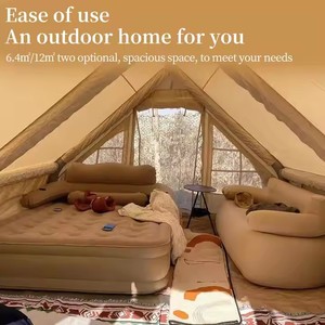 Tente de camping gonflable extérieure imperméable verte pour 4-7 personnes, en tissu Oxford, avec une chambre, idéale pour les fêtes en famille - Product Image 5