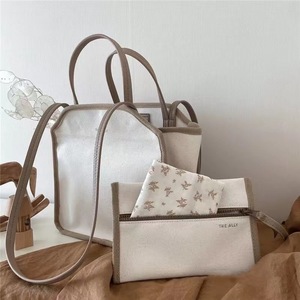 Grand sac en coton à poche intérieure, sac fourre-tout de plage, de shopping, avec poignée en cuir, simple, durable, vente en gros, collection - Product Image 4