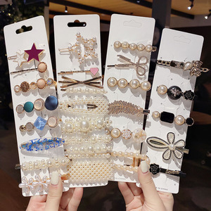 Lot de pinces à cheveux BB en perles, assortiment de barrettes en métal doré avec étoiles, fleurs et strass pour femmes et filles, coffret cadeau en gros - Product Image 2