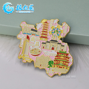 Spilla Magnetica 3D in Lega Smaltata Morbida con Mappa della Città, Personalizzabile con Animali Cartoon e Attrazioni Turistiche, Souvenir in Oro/<span class=keywords><strong>Argento</strong></span>/Nero - Product Image 2