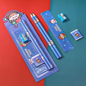 Coffret de 5 crayons de couleur de Noël pour enfants, crayons HB, dessin, vente en gros, personnalisables, haute qualité, en bois, avec gomme - Product Image 3