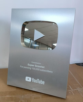 1 Botón de Play de YouTube Promocional, Placas de Aluminio de YouTube, Trofeos y Placas de YouTube al por Mayor