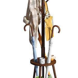 Perchero <span class=keywords><strong>de</strong></span> bambú independiente <span class=keywords><strong>de</strong></span> alta resistencia al por mayor con 8 ganchos, 3 estantes, bandeja <span class=keywords><strong>para</strong></span> paraguas y soporte <span class=keywords><strong>para</strong></span> recibidor - Product Image 4