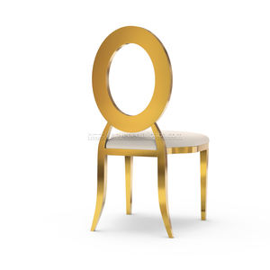 Venta al por mayor, silla de comedor de acero inoxidable dorado de diseñador de eventos reales de lujo a la venta - Product Image 5