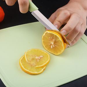 Ensemble <span class=keywords><strong>de</strong></span> trois pièces en acier inoxydable couteau à fruits manuel éplucheur <span class=keywords><strong>de</strong></span> melon coupe-légumes ménager planche à découper en PP pour éplucher la cuisine - Product Image 4