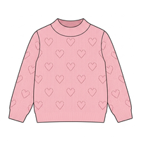 Pull-over pour enfants en coton doux 100% avec motifs cœurs ajourés, boutons sur le devant, nouvelle collection printemps, pour filles, OEM ODM