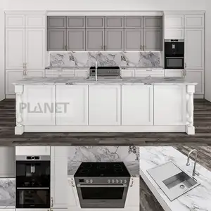 Kabinet dapur mewah desain gratis putih kabinet pulau dbm Harga kompetitif untuk dapur