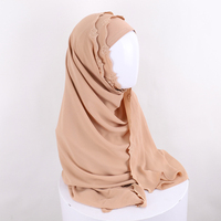 Écharpe Hijab malaisienne, Turban musulman, respirant, écharpe pour la tête, avec broderie de fleurs,