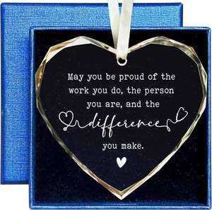 Personalized Clear Crystal Heart-Shaped Glass <b>Christmas</b> Ornament Customizable Logo Text With <b>Box</b> for Wedding &Xmas Gift - Product Image 3