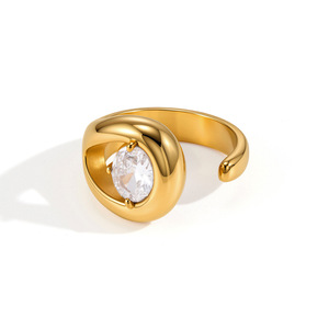 Elegant Zircon <b>Ring</b> Inlay Prong Setting Oval Shape Women's Fashion Jewelry Gift Stainless Steel <b>Titanium</b> Steel <b>Ring</b> - Product Image 5