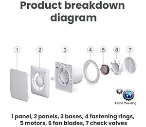 Ventilateur d'Extraction Carré Mural ABS 4"/5"/6" pour Salle de Bain, Toilettes, Maison, Magasin, Fenêtre avec Déshumidification Intelligente - Product Image 6