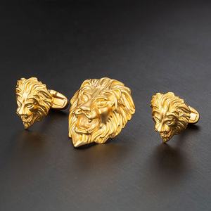 カスタム真鍮金属金メッキカフリンクメーカーライオンヘッドデザインカフリンクス - Product Image 5