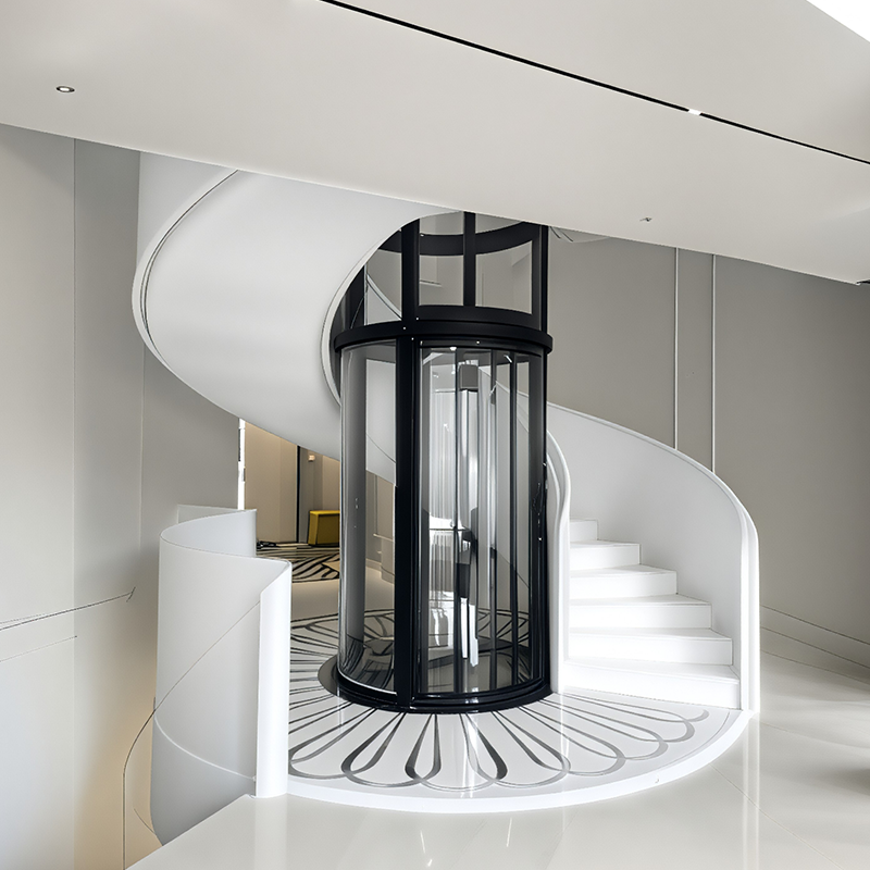 Modern Panoramic Home Elevator (Gantry Traction, 400kg) with Safety Features for Apartment Use