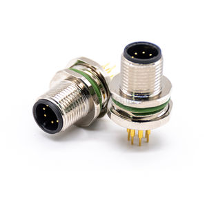 Carcasa de metal niquelado de latón, de 7 pines contactos dorados, montaje en PCB, conector de montaje en panel M12 - Product Image 3