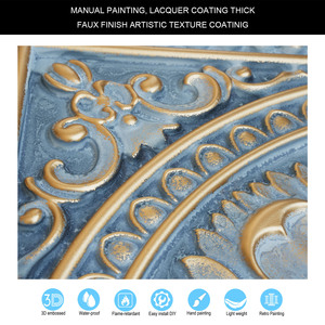 Paneles de pared estéreo de PVC de estaño en relieve decoración Interior cuadrada para Hotel Cafe Club Salon-impermeable a prueba de fuego oro ahumado <span class=keywords><strong>PL17</strong></span> - Product Image 4