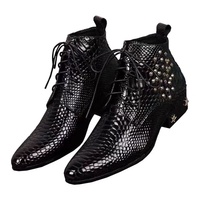 Tendance marque hommes Style britannique Chukka bottes hiver en cuir véritable hauteur de cheville avec strass décoration bonne Position inférieure