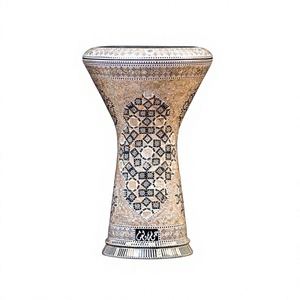 Auténtica Darbuka Gawharet El Fan Cream Arch Mosaic Sombaty de 23 cm con Perlas - Product Image 1