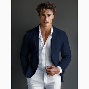 BMT 19 <b>Mens</b> Tshirt Smart Casual Slim Fit Single Breasted Anti-Wrinkle Lightweight 2 Button <b>Jackets</b> with Pockets <b>S</b>-3XL - Product Image 1