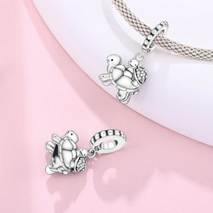 PANBUEATY Dije con Dijes de Moda para Mujer Motivo Océano con Delfín, Tortuga Marina, Sirena y Cangrejo Ermitaño en Aleación de Cobre Bañada en Plata con Circón, Ideal para Regalo - Product Image 4