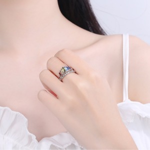 TK Hot Sell Fashion Personality Rainbow Crown <b>Ring</b> Sense of Niche Design Diamond Setting <b>Adjustable</b> <b>Ring</b> - Product Image 2