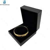 Boîte à bijoux de luxe en cuir PU et velours noir pour bagues, boucles d'oreilles, bracelets et colliers, personnalisable avec logo, vente en gros