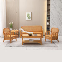 Ensemble de canapés de luxe en rotin naturel tressé à la main, mobilier de salon, pack complet avec table basse, pour projets de véranda et de complexe hôtelier