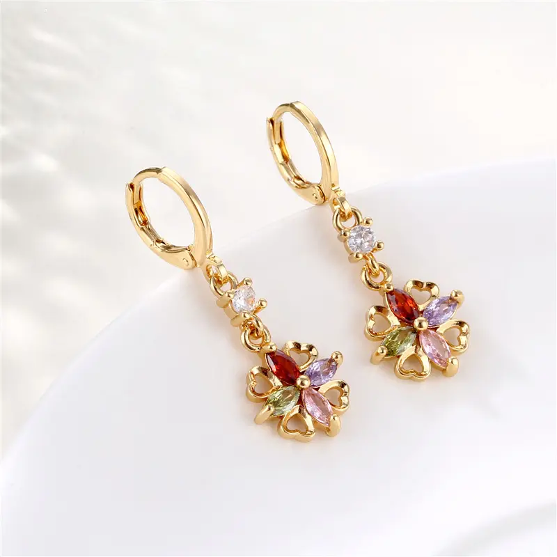 crystal earring, 24k gold fashion creative earring set, long zircon women earring korean jewelry