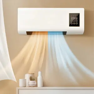 Ar condicionado portátil, mini ventilador de parede com aquecimento e display digital, máquina aquecedora de ar com controle de baixo ruído e toque para ambientes internos