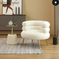 Fauteuil de salon moderne blanc en bouclette, canapé/sofa d'appoint, chaise longue de détente pour salon