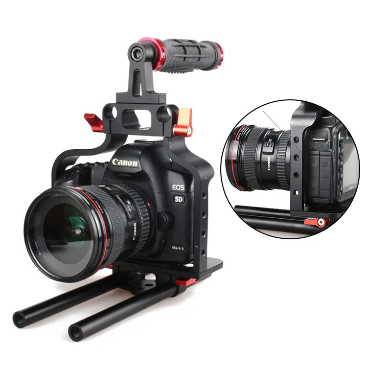 Wholesale Professional Aluminum Alloy Lightweight Wrap-around DSLR Camera Cage for Canon 5D Photography Equipment