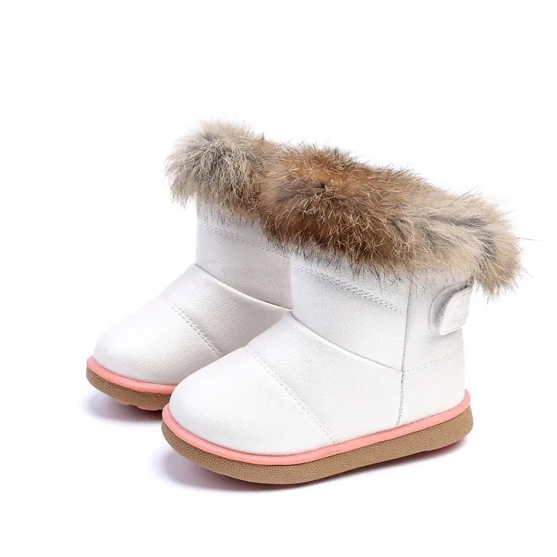 รองเท้าเด็กหิมะฤดูหนาว,รองเท้าเด็กปีใหม่คริสมาสต์ขนกระต่ายจริงหิมะผ้ากำมะหยี่กันน้ำรองเท้าบูทเด็กผู้หญิงฤดูหนาว