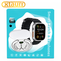Ensemble de montre connectée Xtauri RM39 avec écouteurs TWS, appels Bluetooth, suivi de la fréquence cardiaque, moniteur d'activité physique, écouteurs, coffret cadeau