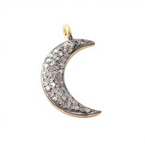 Magnifique pendentif lune en argent sterling vintage serti de diamants pour fiançailles à prix de gros - Product Image 1