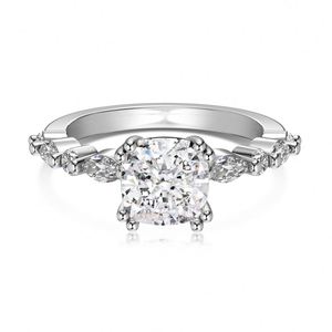 Dylam Dainty Charm Sterling Silver Rhodium Plated Marquise Square 8A Crushed <b>Iced</b> Out Cut Cubic Zirconia Women Dress up <b>Rings</b> - Product Image 1