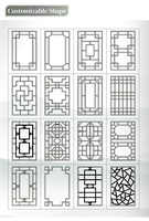Rejilla de entrada de aleación de aluminio de diseño chino único para puerta abatible de vidrio doble de estilo antiguo para aplicación de entrada de baño