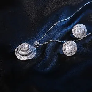 Set perhiasan pernikahan, cangkir berlian imitasi kosong rantai perak murni perhiasan mode lucu