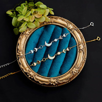 Bracelet Chaîne Bohème en Argent Sterling Vermeil Or, Opale Phase de Lune et Opale Lune en Argent Massif, Collection Station Céleste