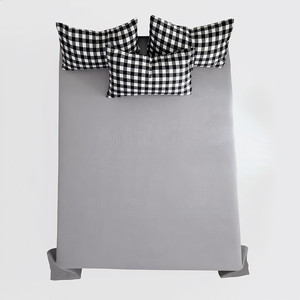 ชุดเครื่องนอนไมโครไฟเบอร์แบบญี่ปุ่น 4 ชิ้น ลายสก็อตและลายทางสไตล์มินิมอล ชุดผ้าปูที่นอนนุ่ม ระบายอากาศได้ดี 3 ชิ้น สำหรับใช้ในบ้าน - Product Image 2