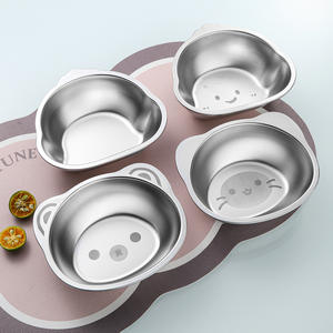 BAMBUS Cartoon Bear <strong>Children's</strong> Metal Food <strong>Bowl</strong> with Suction Cup Anti-fall Design Baby Learning Eat Plate and Spoon - Product Image 1