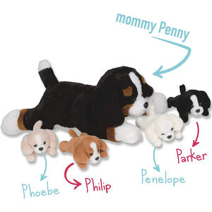 赤ちゃんのための柔らかい枕ポータブル教育カスタムぬいぐるみママ犬と彼女のおなかのふり遊びおもちゃで4匹の赤ちゃんの子犬 - Product Image 4