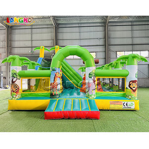 Château Gonflable Extérieur Commercial en PVC à Prix Réduit, Modèle Safari Compact avec Toboggan Combiné pour Enfants - Product Image 1