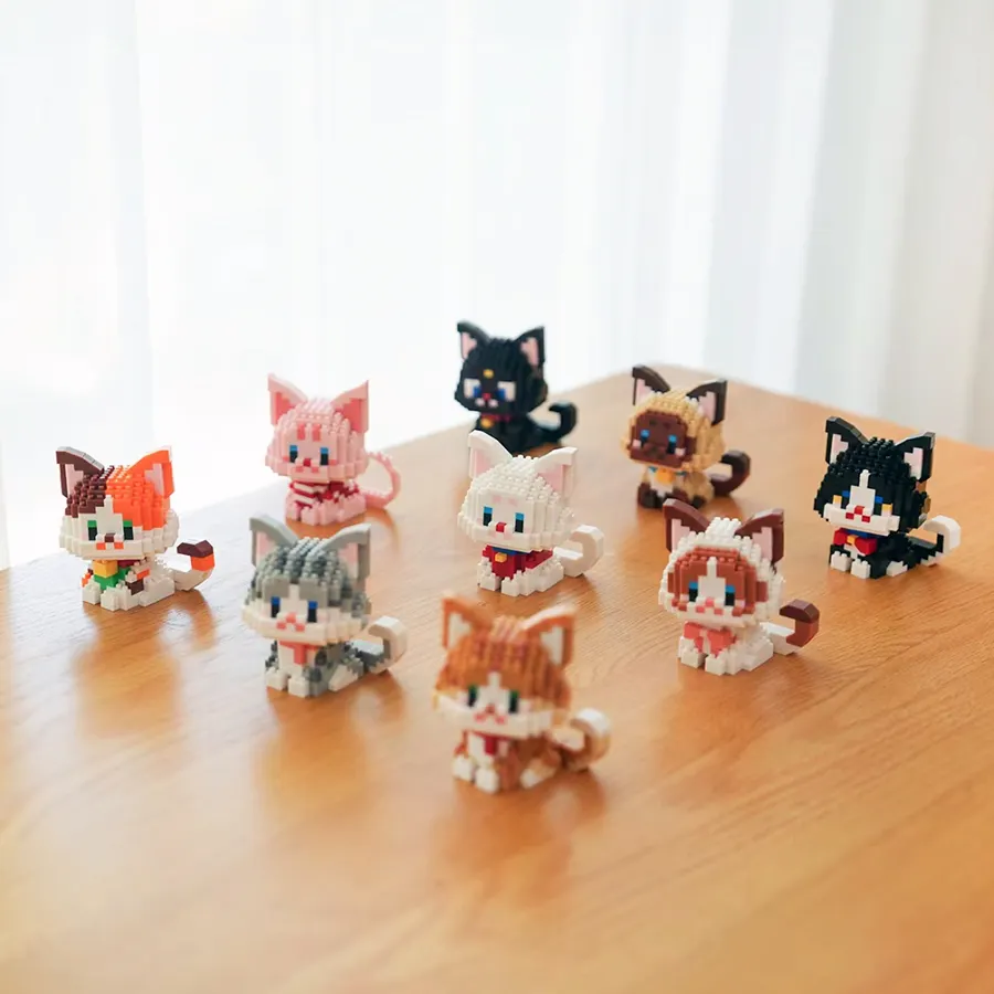 판촉 선물 어린이 장난감 애완 동물 빌딩 블록 세트 동물 장난감 만화 고양이 마이크로 블록 3D 퍼즐 모델 키트