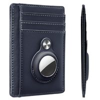 Cartera Minimalista Delgada de Cuero Genuino con Bloqueo RFID, Tarjetero Delantero con Diseño Moderno