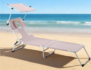 <span class=keywords><strong>Lit</strong></span> pliant de camping et de plage, avec fonction de séchage du dos, circulation d'air froid, protection solaire, surface en soie glacée et oreiller perforé - Product Image 6