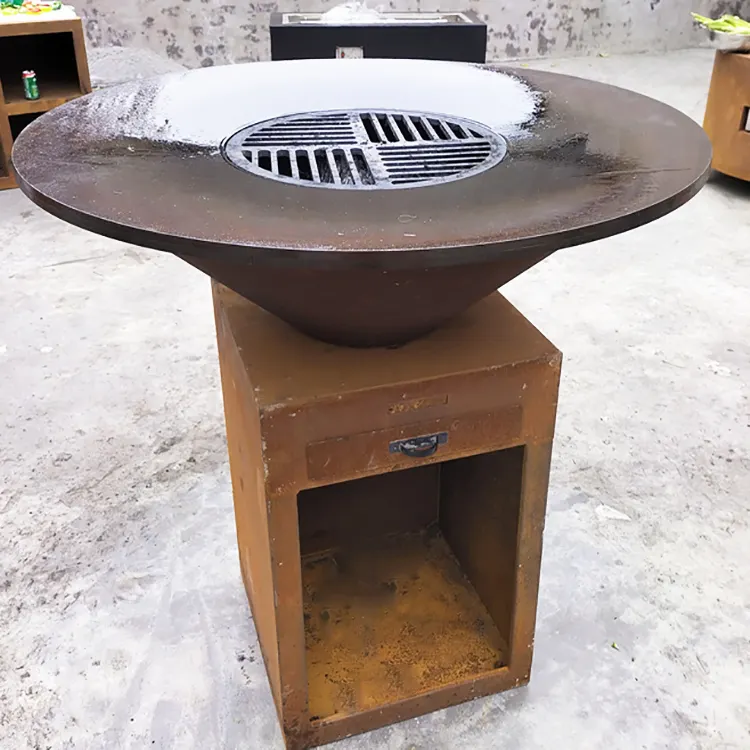 Barbecue En Acier Corten Bbq Roestig Corten Staal Fire Kuilen Met Log Winkel Corte Staal Grill