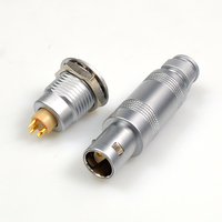 OURCONN Compatible avec les connecteurs auto-bloquants Fischer Push-pull, série F, prise étanche en métal courte argentée 0F 1F 2F 3F